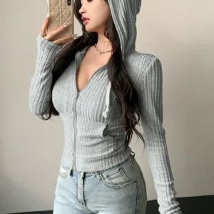 Lightweight Thin Zipper Hooded Jacket Women's Long Sleeve Top
