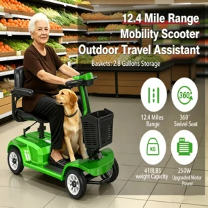 Unificare Green 4-Wheel Electric Mobility Scooter for Seniors
